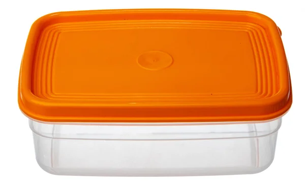 Recipiente de armazenamento de plástico para alimentos isolados em branco — Fotografia de Stock