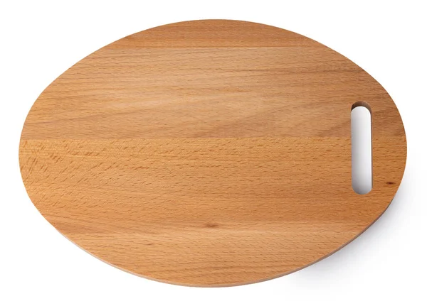 Nova placa de corte de madeira isolada em branco — Fotografia de Stock
