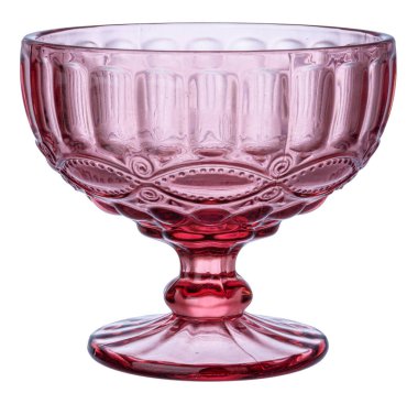 Pembe dondurma bardağı beyaza izole edilmiş.