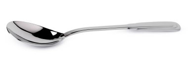 Metal çelik kaşık beyaz arkaplanda izole