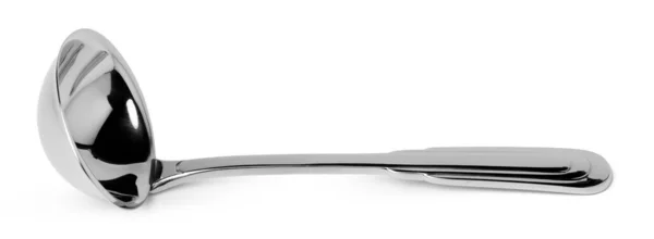 Stahl Suppenkelle isoliert auf weißem Hintergrund — Stockfoto