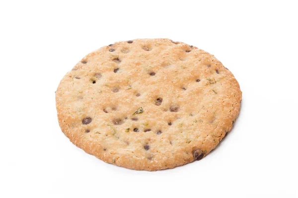Um biscoito assado de aveia isolado em branco — Fotografia de Stock
