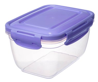 Beyaza izole edilmiş yiyecekler için plastik depolama konteynırı