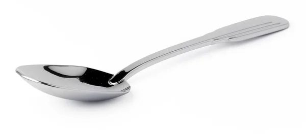 Cucchiaio in acciaio metallo isolato su sfondo bianco — Foto Stock