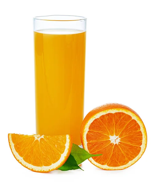 Fresh orange juice in glass isolated on white — Stock Photo, Image