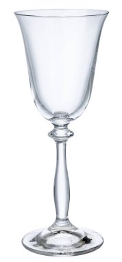 Beyaz arka planda izole edilmiş boş şampanya kadehi