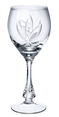 Beyaz arka planda izole edilmiş boş şarap kadehi