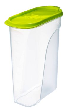 Beyaza izole edilmiş yiyecekler için plastik depolama konteynırı