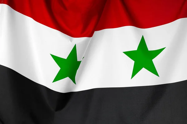 Bild av tyg Syrien flagga närbild — Stockfoto