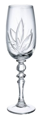 Beyaz arka planda izole edilmiş boş şampanya kadehi