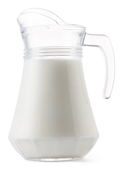 Słoik na mleko szklane izolowany na białym tle — Zdjęcie stockowe