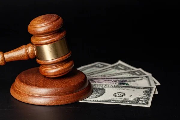 Law mallet and a stack of money — Stock Photo, Image