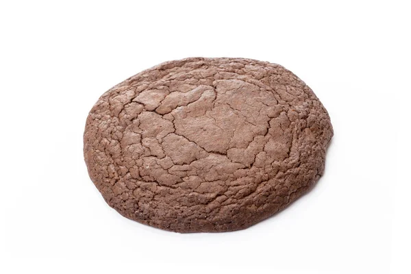 Одно шоколадное овсяное печенье, изолированное на белом — стоковое фото