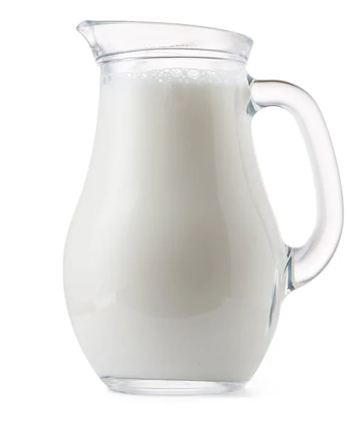 Tarro de leche de vidrio aislado sobre fondo blanco — Foto de Stock