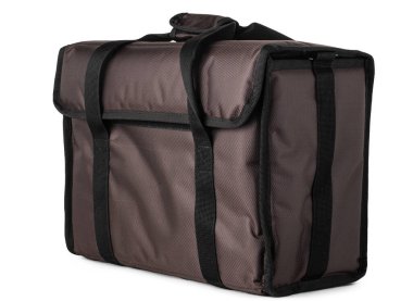 Yiyecek teslimatı için termal torba beyaza izole edildi