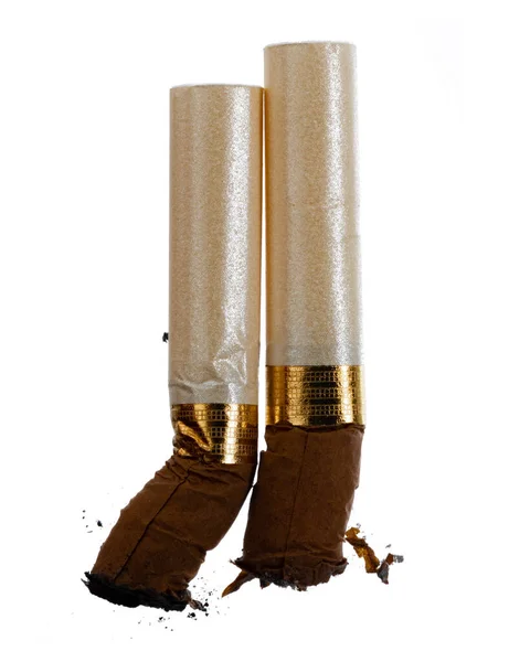 Extinguished cigarette butt isolated on white background — Stock Photo, Image