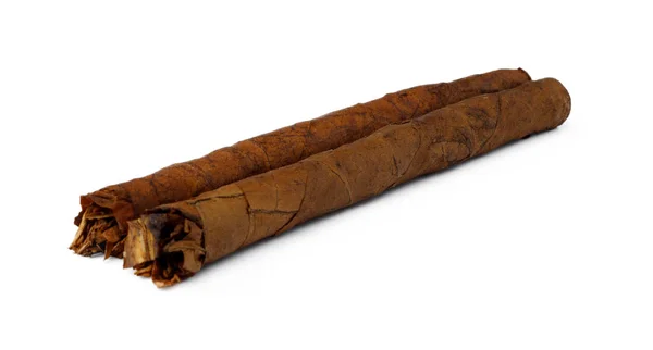 Ein Bündel handgedrehter Zigarren isoliert auf weiß — Stockfoto