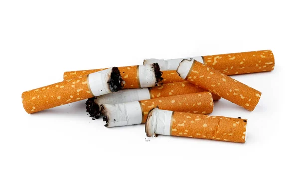Extinguished butt of cigarette isolated on white — Fotografia de Stock
