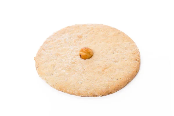 One oat baked cookie isolated on white — Stock Photo, Image