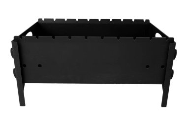 Siyah metal ızgara beyaz ızgarada izole edilmiş.