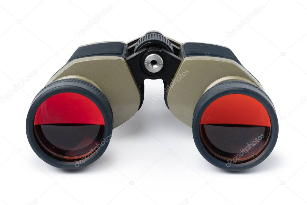 Pair of binoculars isolated on white background