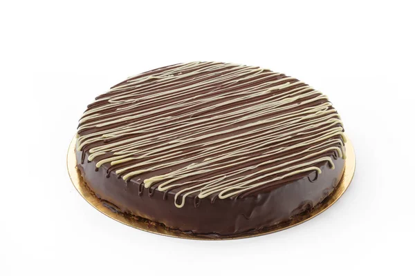Einzelne Schokoladenkuchen isoliert auf weißem Hintergrund — Stockfoto