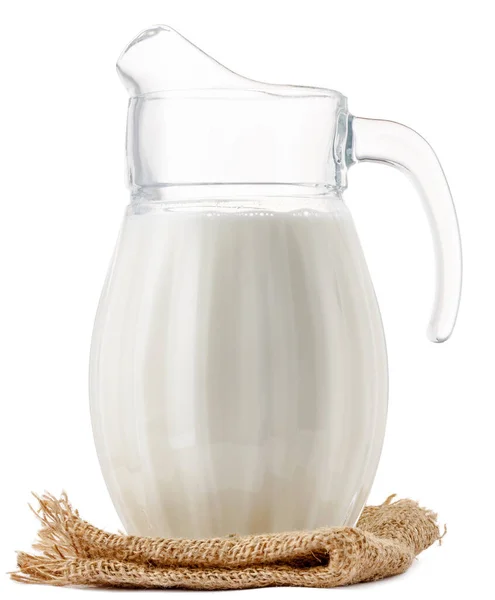 Frasco de leite de vidro isolado no fundo branco — Fotografia de Stock