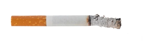 Lit cigarette isolated on white background close up — Stock Photo, Image