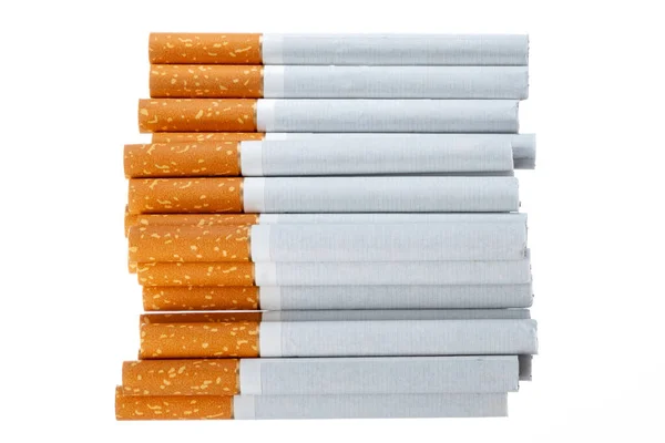 Bunch of unlit cigarettes isolated on white — Stock Photo, Image