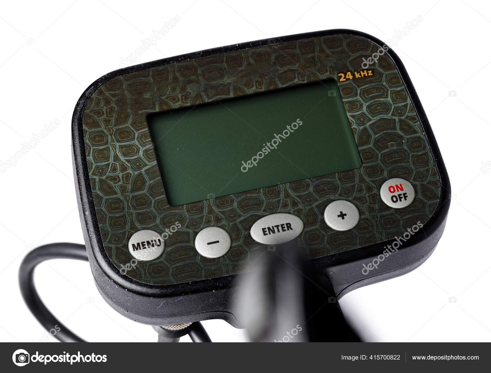 Black metal detector isolated on white background Stock Photo by
