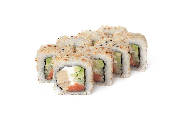Rollo de sushi de comida japonesa aislado sobre fondo blanco — Foto de Stock