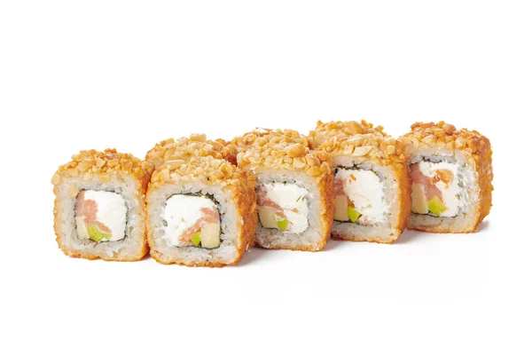 Japán élelmiszer sushi roll elszigetelt fehér alapon — Stock Fotó