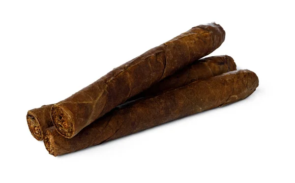 Ein Bündel handgedrehter Zigarren isoliert auf weiß — Stockfoto