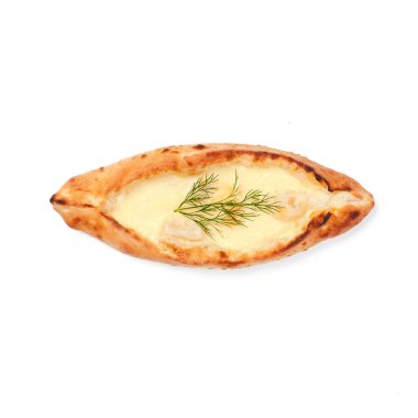 Khachapuri teknesi beyaz tepede izole edilmiş.