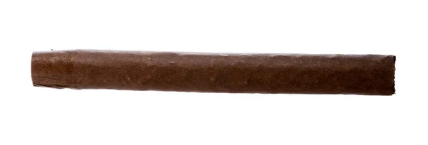 Eine Hand rollte Zigarre isoliert auf weiß — Stockfoto