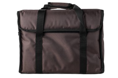 Yiyecek teslimatı için termal torba beyaza izole edildi