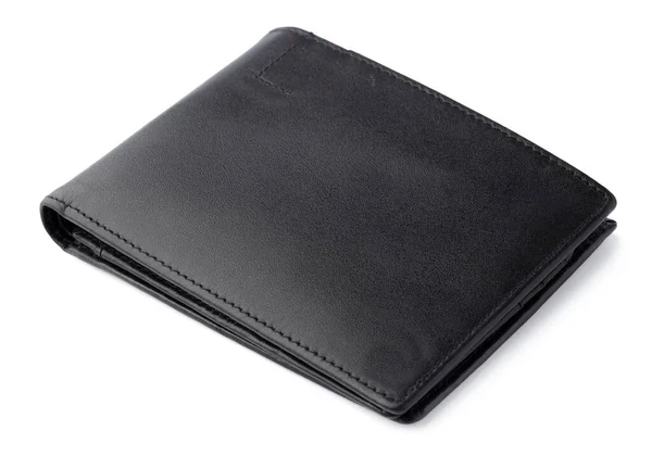 Black leather men purse isolated on a white background Stock Photo