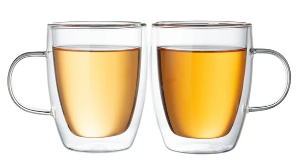 Дві склянки чаю ізольовані на білому — стокове фото