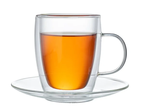 Glas Tasse Tee isoliert auf weißem Hintergrund — Stockfoto