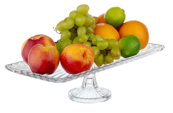 Cuenco de vidrio para almacenamiento de frutas aislado en blanco — Foto de Stock