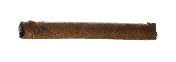 Brennende Hand rollte Zigarre isoliert auf weiß — Stockfoto