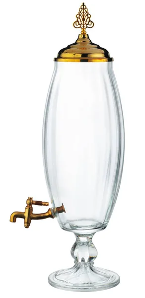 白に隔離されたクレーン付き飲料用ガラス瓶 — ストック写真