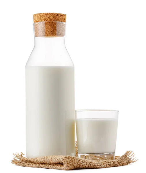 Closed glass milk bottle isolated on white background — Stock Photo, Image