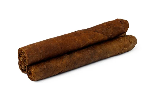 Ett gäng handrullade cigarrer isolerade på vitt — Stockfoto