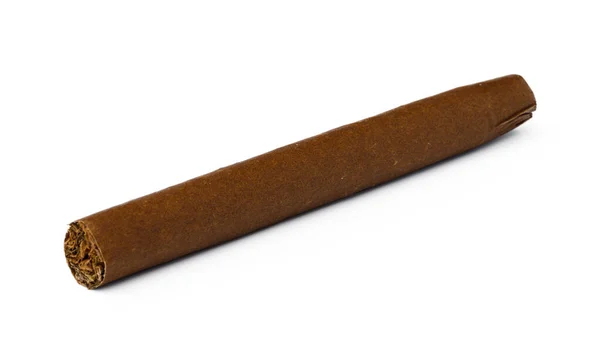 Un cigarro laminado a mano aislado en blanco — Foto de Stock