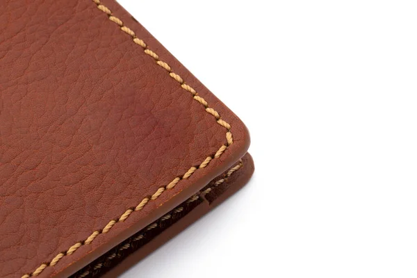 Braune glänzende Brieftasche isoliert auf weißem Hintergrund — Stockfoto