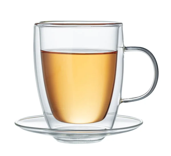 Glasschale mit grünem Tee isoliert auf weiß — Stockfoto