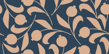 Çiçek Şubesi ve Böğürtlen İllüstrasyon Şablonu