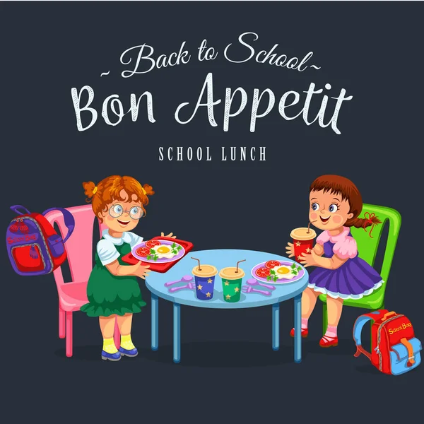 Красочный плакат школьного обеда — стоковый вектор