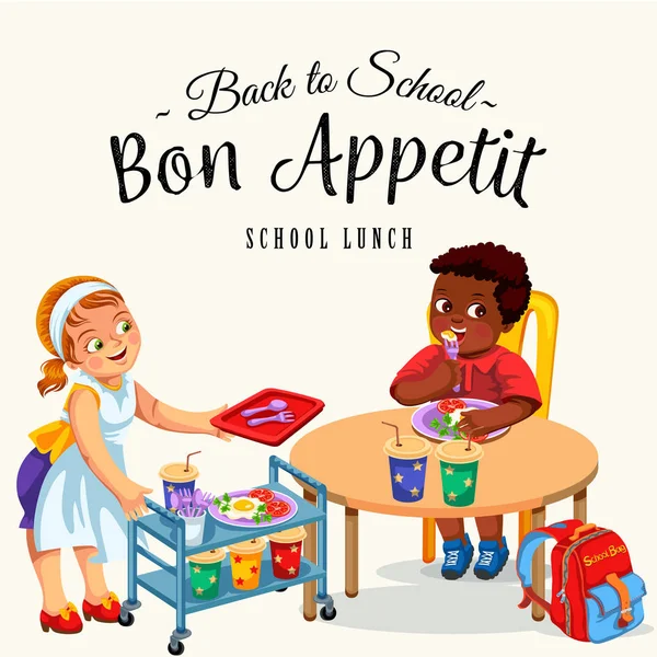 Affiche du dîner scolaire — Image vectorielle